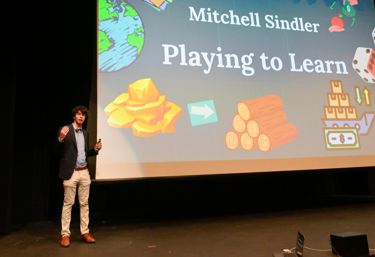 Mitchell Sindler during hi May 1, 2025 presentation "Playing to Learn"